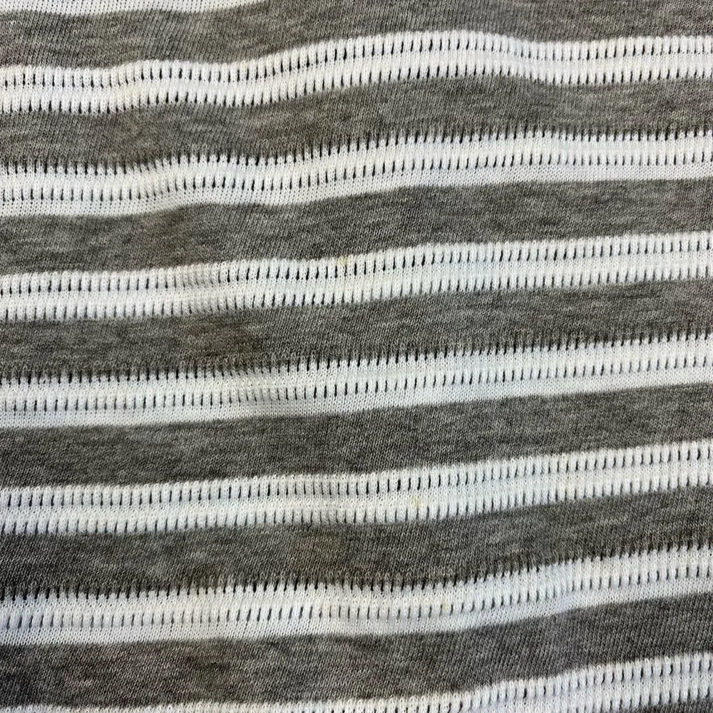 Reiss White Grey Striped Knit Tee Button Back Small - Picture 11 of 12
